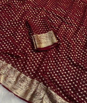 Pure Viscose Georgette Saree With Fancy Zari & Fancy Jecquard Border