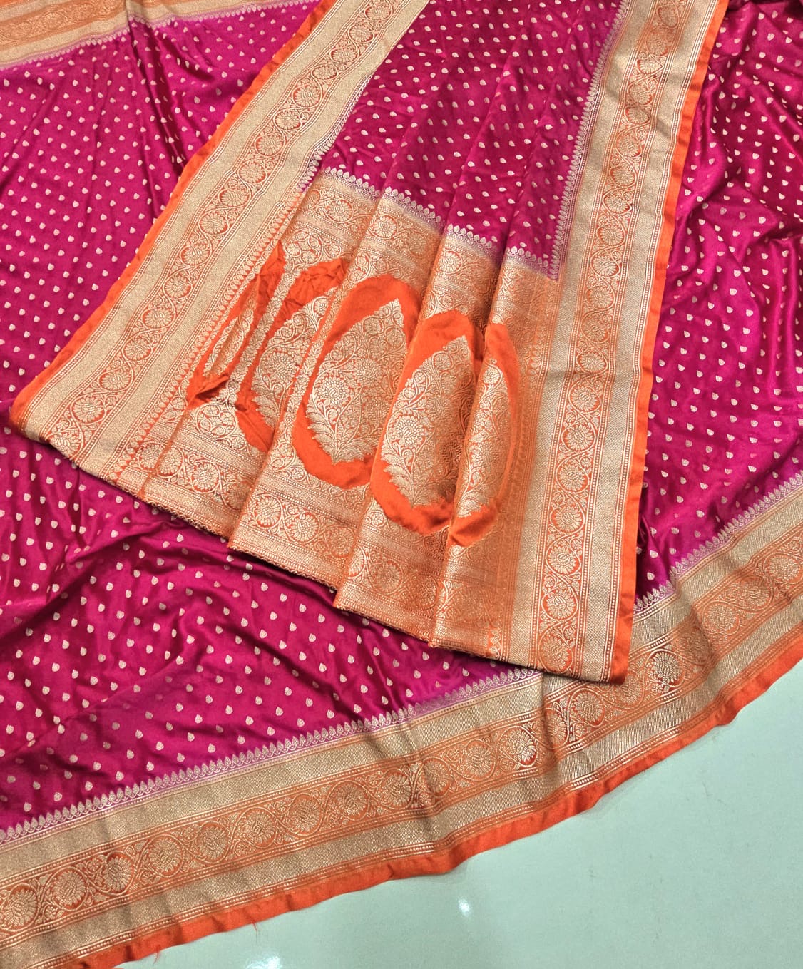 Banarasi mashru katan silk dyble saree with all over zari