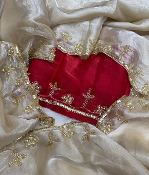 Soft Zimmi choo Saree in heavy hand work