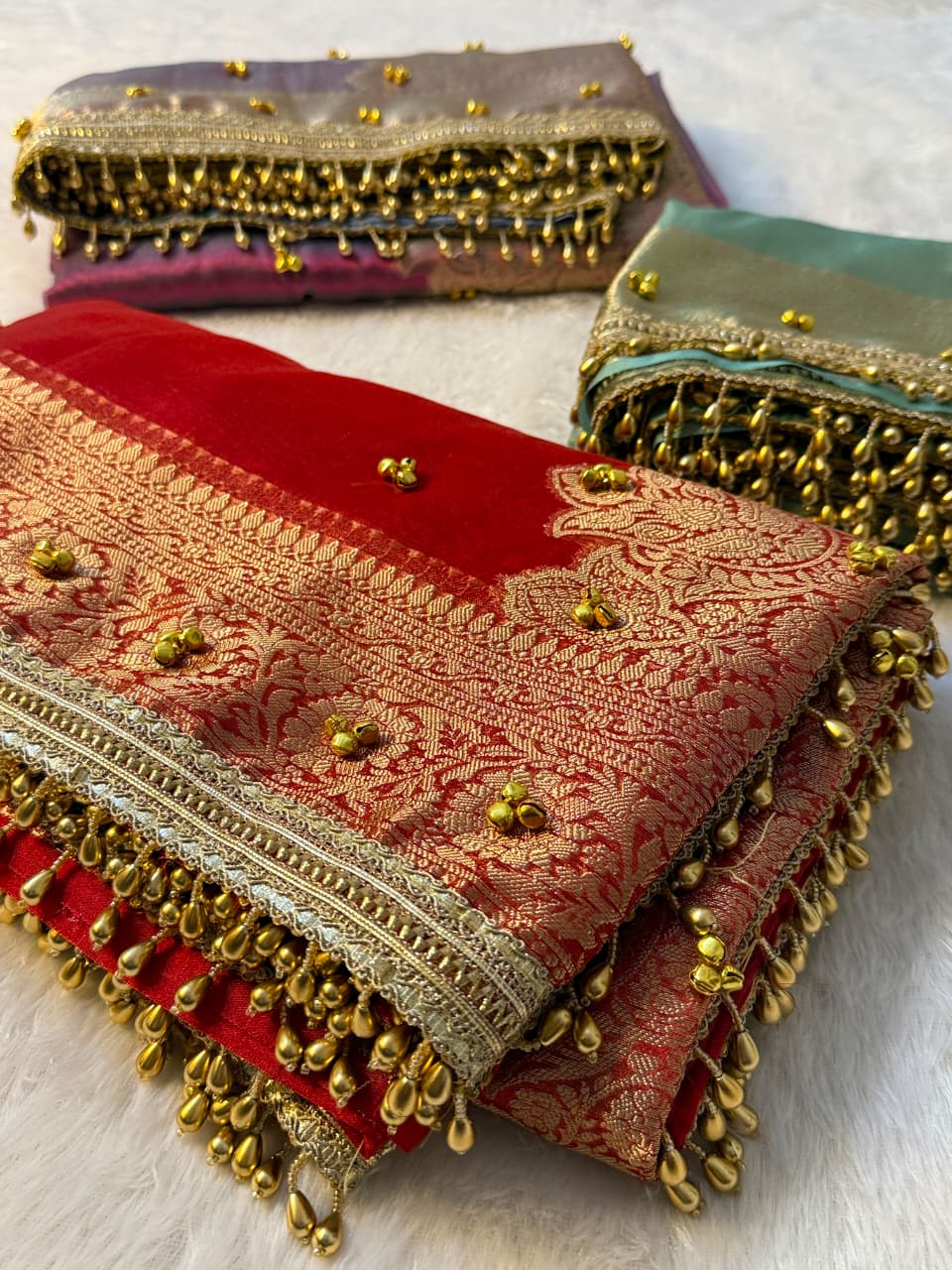 Banarasi Tissue Zari Weaving Border Saree X Ghungroo Handwork