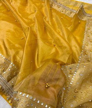 Banarasi Tissue Zari Weaving Border Saree x Ghungroo