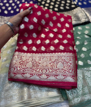 Viscose Georgette Saree With running Blouse