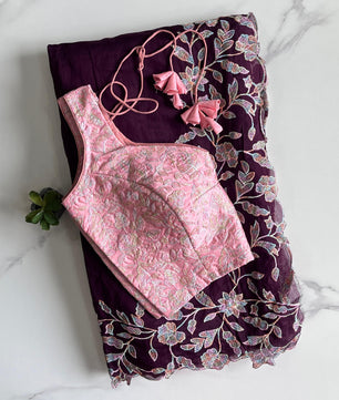 Premium Chanderi saree with multi thread embroidery work on pallu