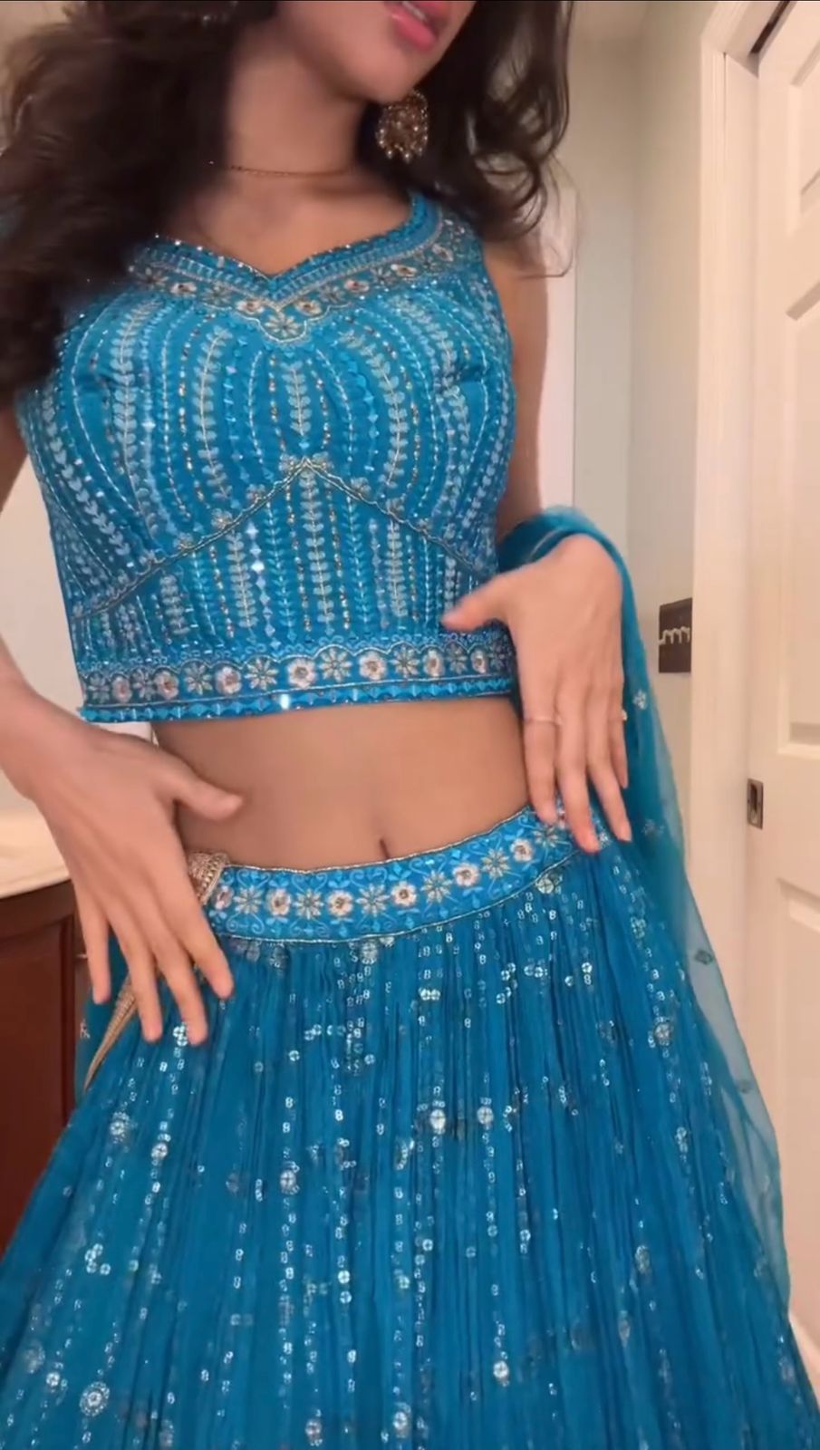 Beautiful georgette lehenga with thread and sequence work