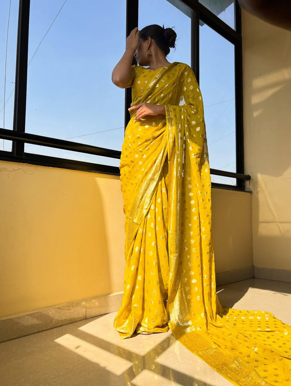 Viscose Georgette Saree With running Blouse