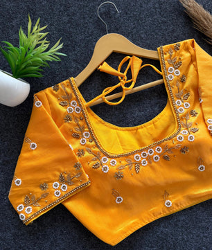 Beautiful handwork all over front nd sleves with designer handwork in blouse