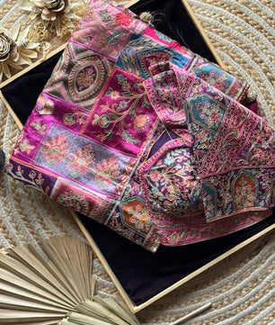 Viral Crepe Fabric With Printed Pattern Sequience Work Saree