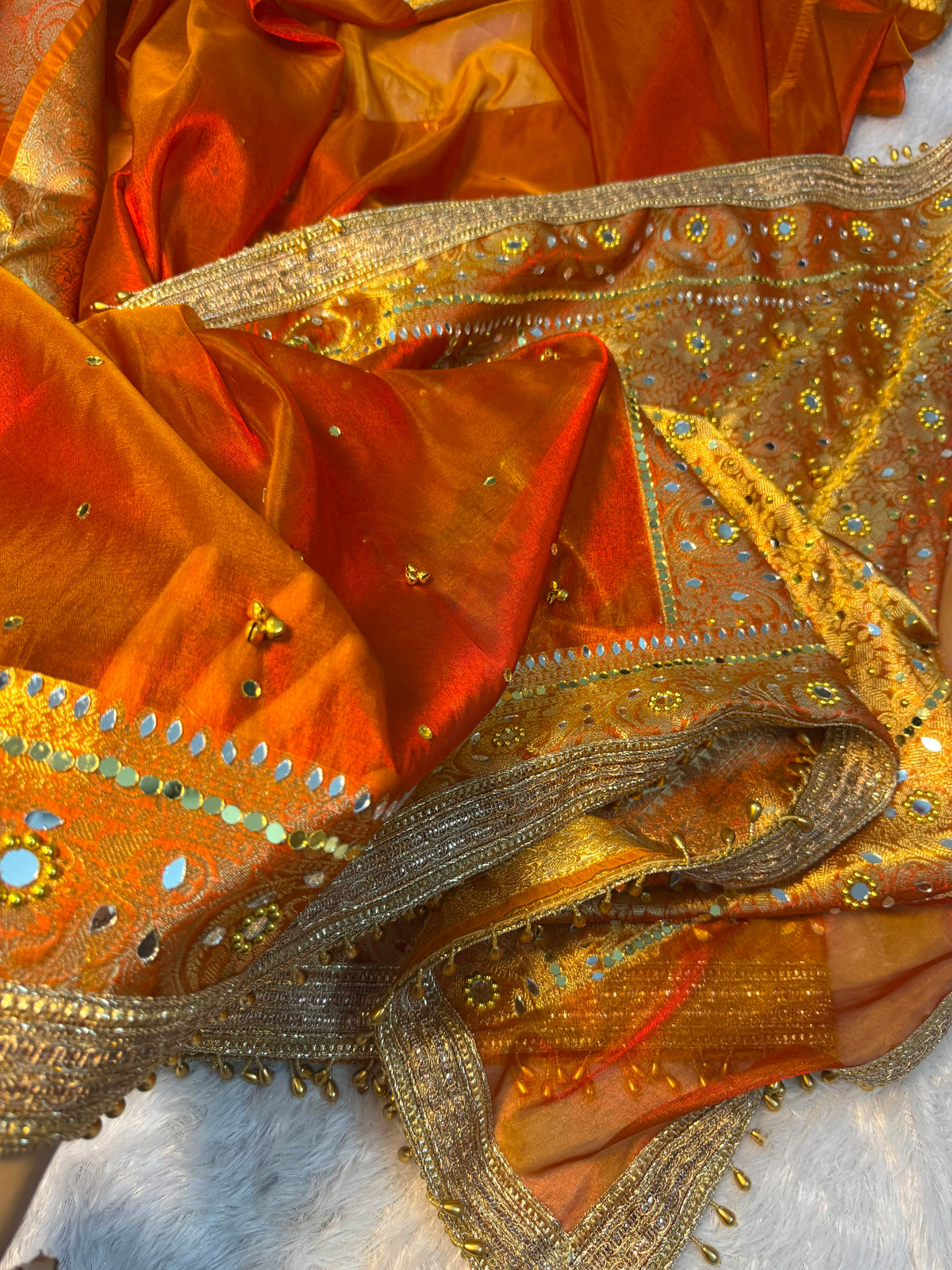 Premium Tissue Saree with ghoongru work