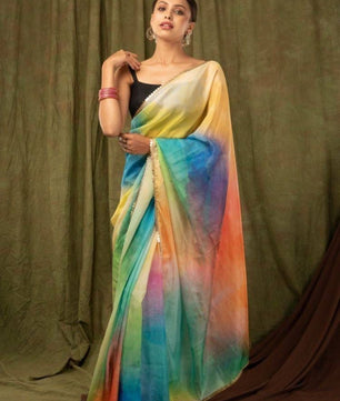 Stay beautiful with our new printed pure khadi organza saree collection
