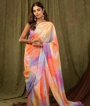 Stay beautiful with our new printed pure khadi organza saree collection