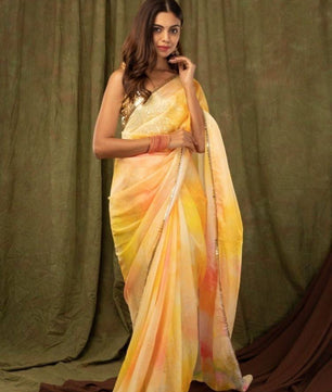 Stay beautiful with our new printed pure khadi organza saree collection