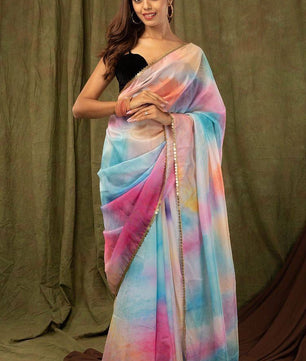Stay beautiful with our new printed pure khadi organza saree collection
