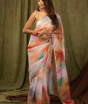 Stay beautiful with our new printed pure khadi organza saree collection