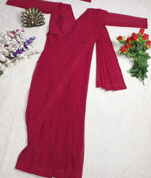 Beautiful ready to wear saree with stitched blouse