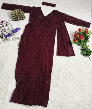 Beautiful ready to wear saree with stitched blouse