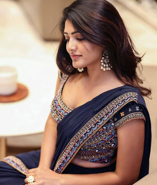 Georgette Ready To Wear Saree With Full- Stitched Blouse Design Launch