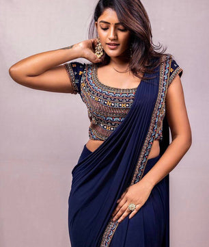 Georgette Ready To Wear Saree With Full- Stitched Blouse Design Launch