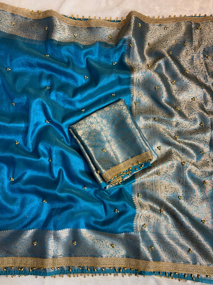 Premium tissue silk ghungroo saree