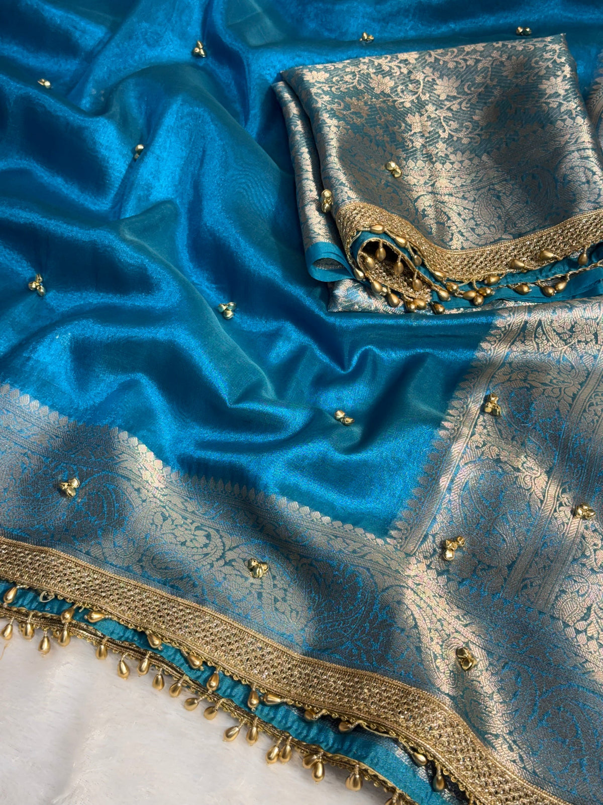 Premium tissue silk ghungroo saree