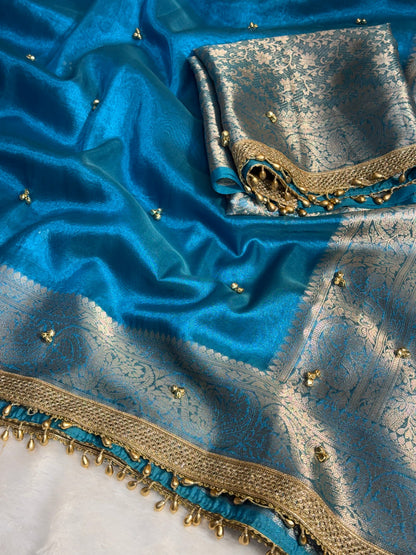 Premium tissue silk ghungroo saree