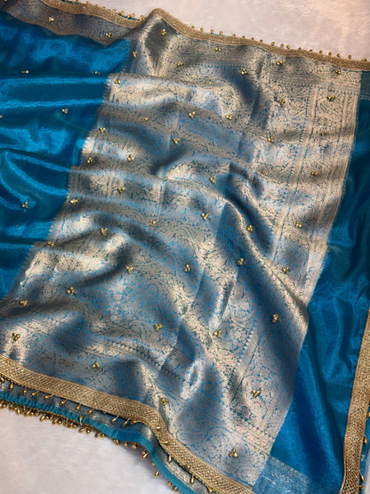 Premium tissue silk ghungroo saree