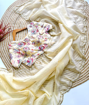 Cadbury crush silk saree with beautiful handwork