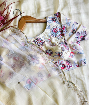 Cadbury crush silk saree with beautiful handwork