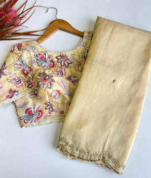 Cadbury crush silk saree with beautiful handwork