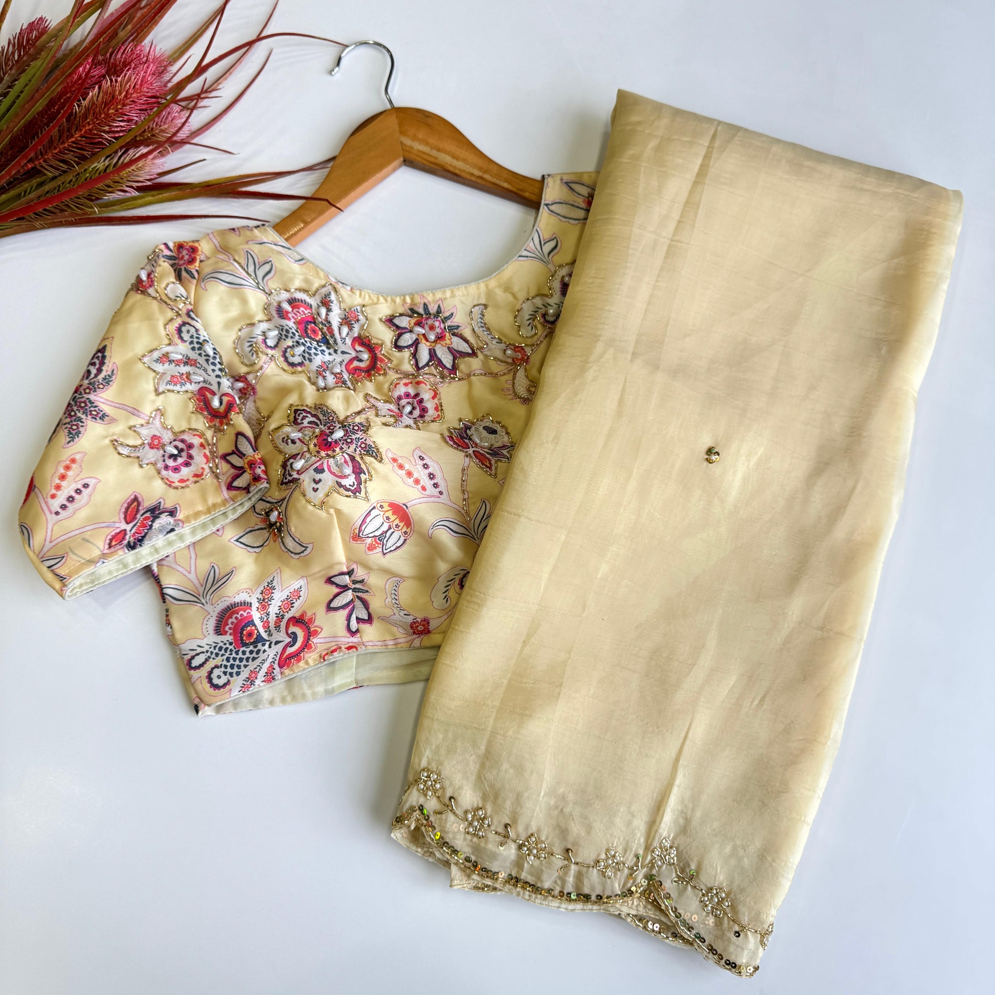 Cadbury crush silk saree with beautiful handwork