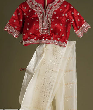 Tabby Organza Silk Saree With Embroidery ReadyMade Blouse Design Launch