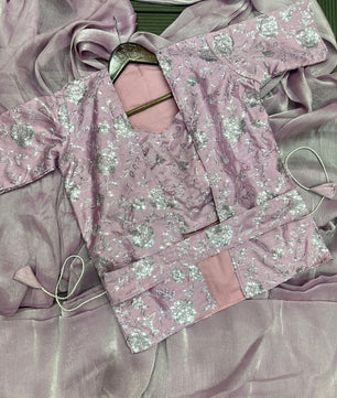 New Super Trending Embroidery Sequence work ready to wear saree with full koti*