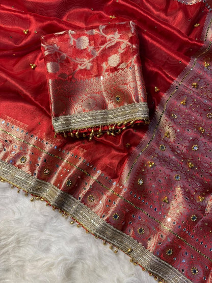 Premium Ghungroo Saree &nbsp;in Banarasi tissue silk fabric