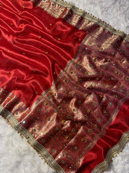 Premium Ghungroo Saree &nbsp;in Banarasi tissue silk fabric