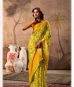 Beautiful mul cotton sareee with blouse piece