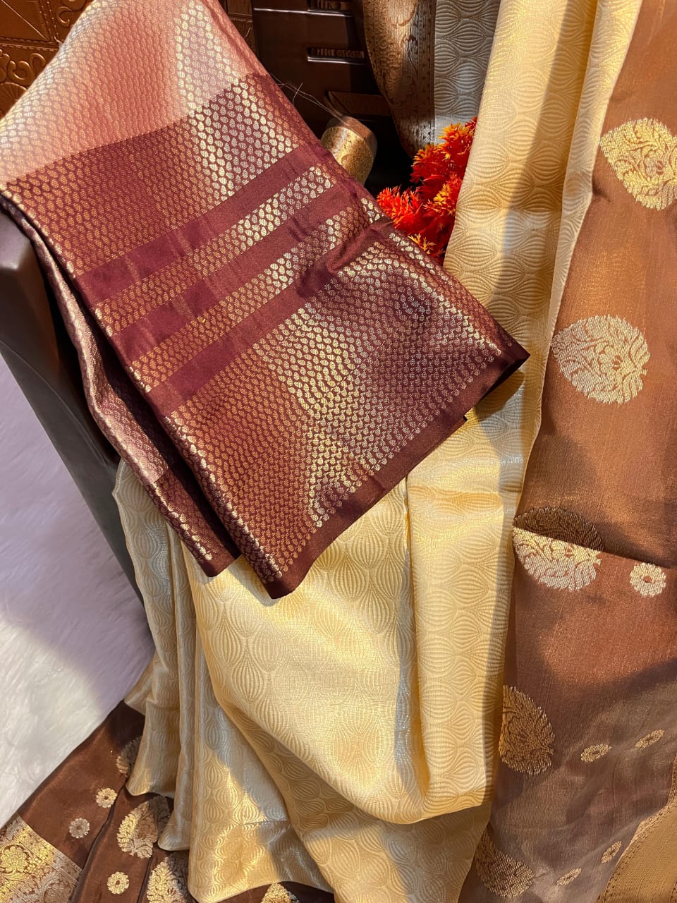banarasi KORA MUSLIN SILK saree collection. All over weaving design.