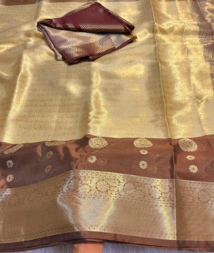 banarasi KORA MUSLIN SILK saree collection. All over weaving design.