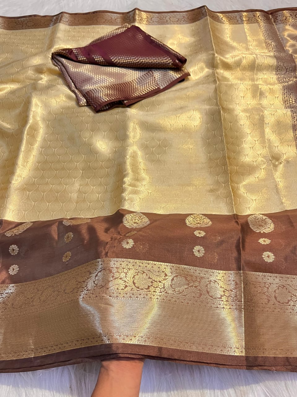 banarasi KORA MUSLIN SILK saree collection. All over weaving design.