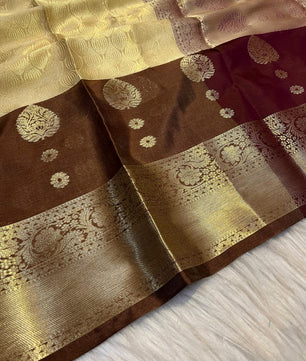 banarasi KORA MUSLIN SILK saree collection. All over weaving design.