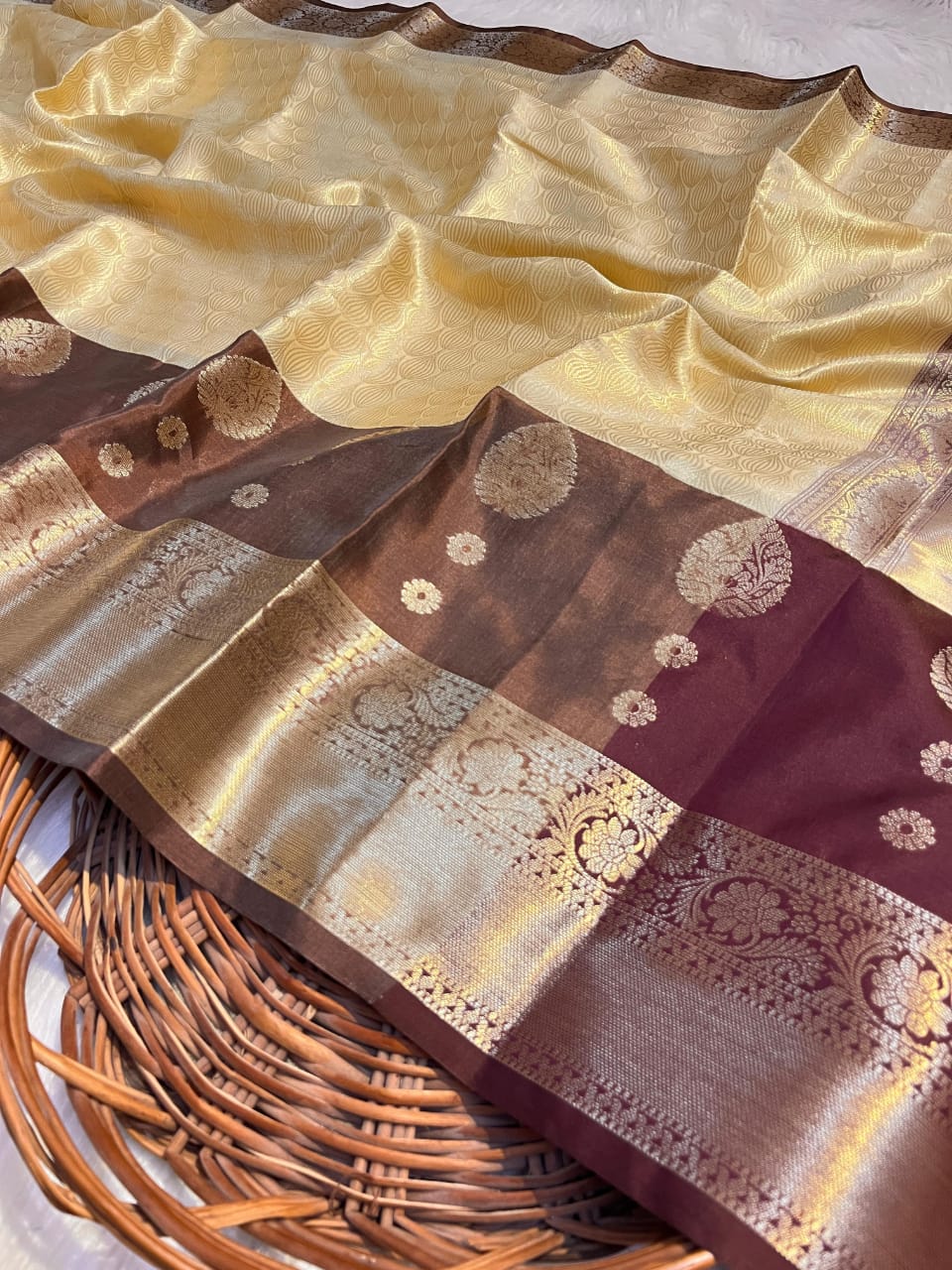 banarasi KORA MUSLIN SILK saree collection. All over weaving design.