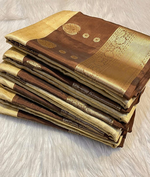 banarasi KORA MUSLIN SILK saree collection. All over weaving design.