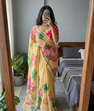 Elegant Georgette Fabric with Beautiful Floral prints