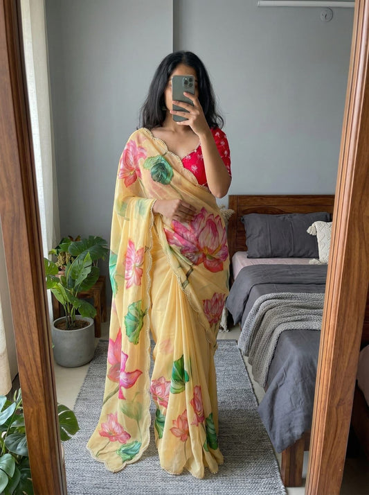 Elegant Georgette Fabric with Beautiful Floral prints