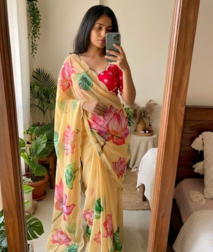 Elegant Georgette Fabric with Beautiful Floral prints