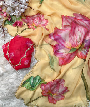 Elegant Georgette Fabric with Beautiful Floral prints