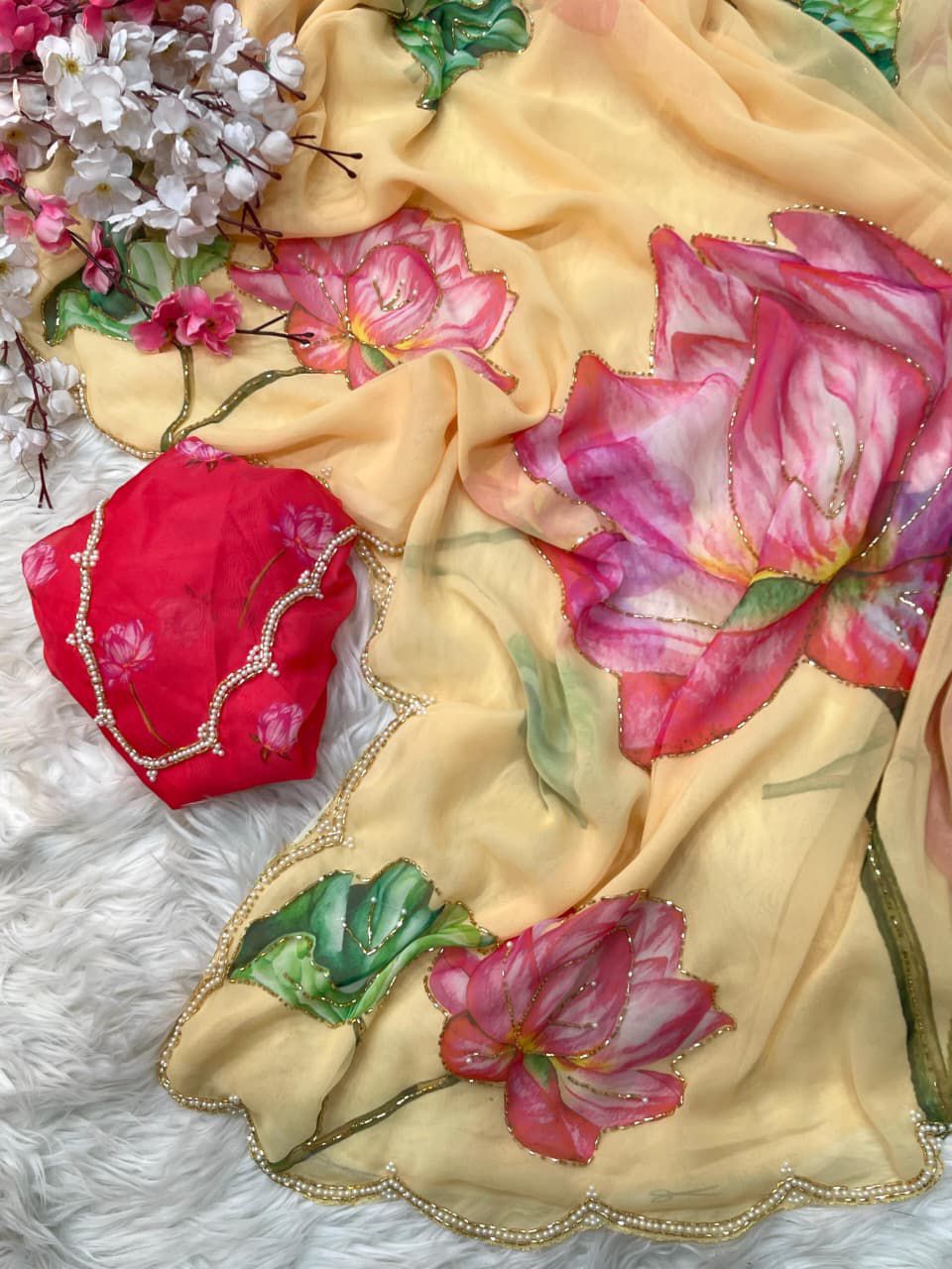 Elegant Georgette Fabric with Beautiful Floral prints