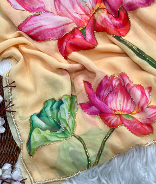 Elegant Georgette Fabric with Beautiful Floral prints