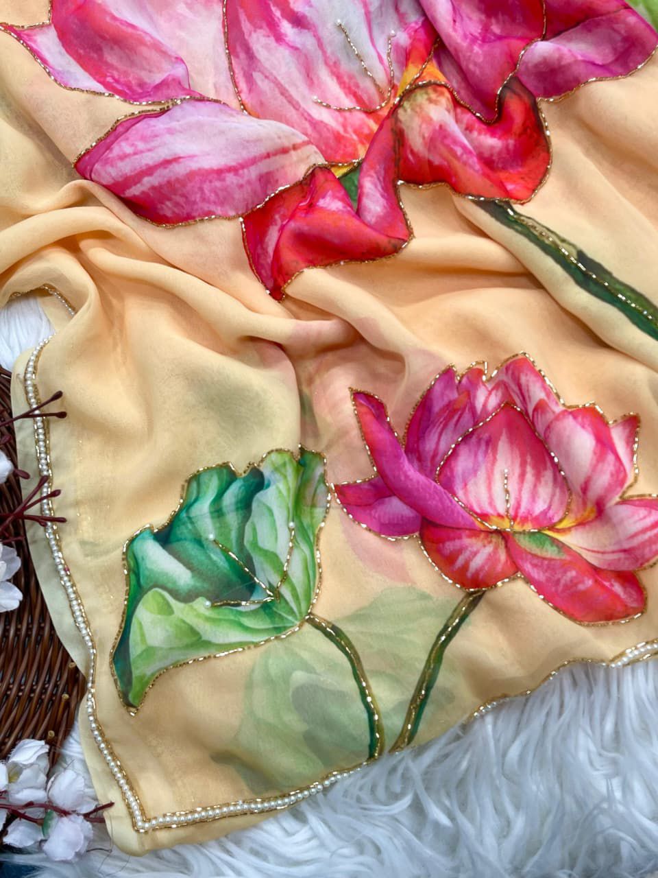 Elegant Georgette Fabric with Beautiful Floral prints