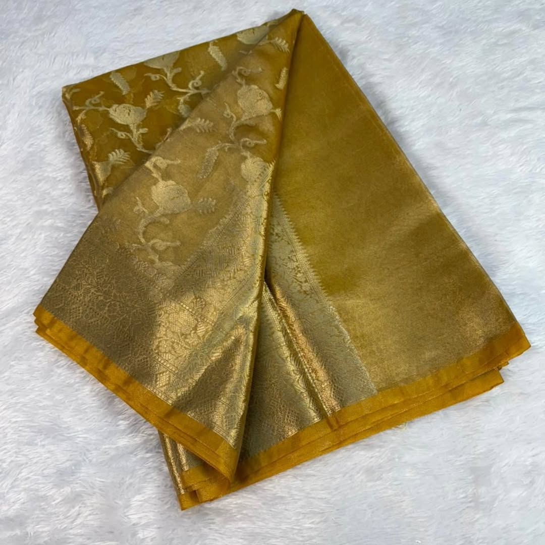 Banarasi tissue saree with zari jaal weaving