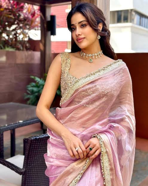 Janhavi Kapoor Inspired Saree in banarasi tissue silk
