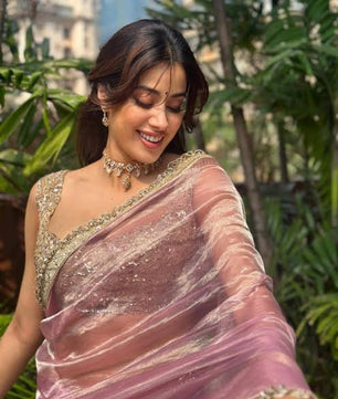 Janhavi Kapoor Inspired Saree in banarasi tissue silk